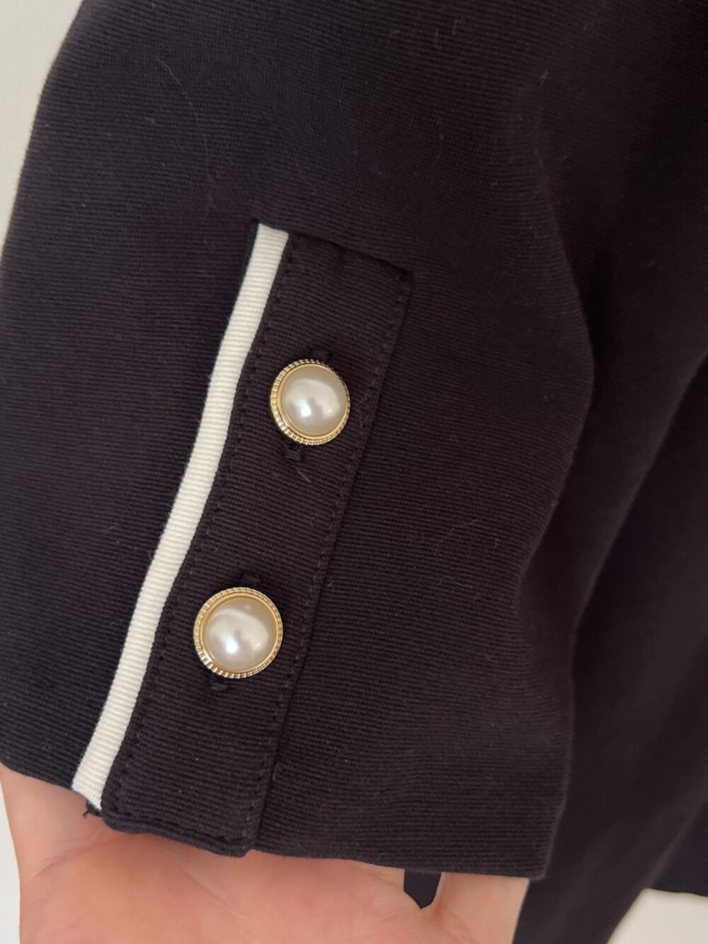 NWT Talbots Black 3/4 Sleeve Pearl Button Cuff Top - Picture 3 of 7